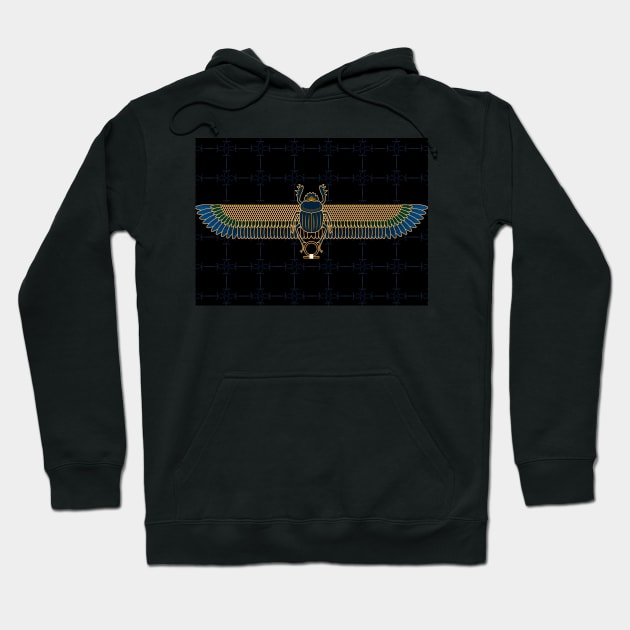 Gold & Blue Egyptian Scarab Mask Hoodie by CRWPROD